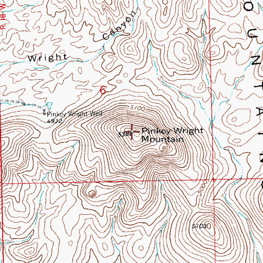 Topographic Map of Pinkey Wright Mountain, NM