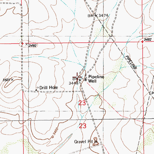 Topographic Map of Pipeline Well, NM