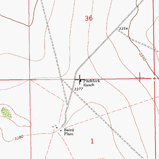 Topographic Map of Pitchfork Ranch, NM