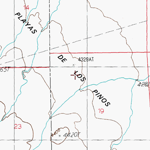 Topographic Map of Playas de Los Pinos, NM
