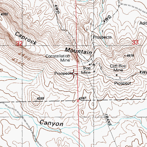 Topographic Map of Poe Mine, NM