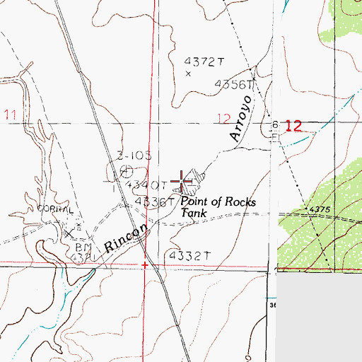 Topographic Map of Point of Rocks Tank, NM