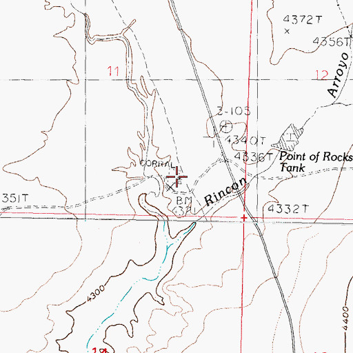 Topographic Map of Point of Rocks Windmill, NM