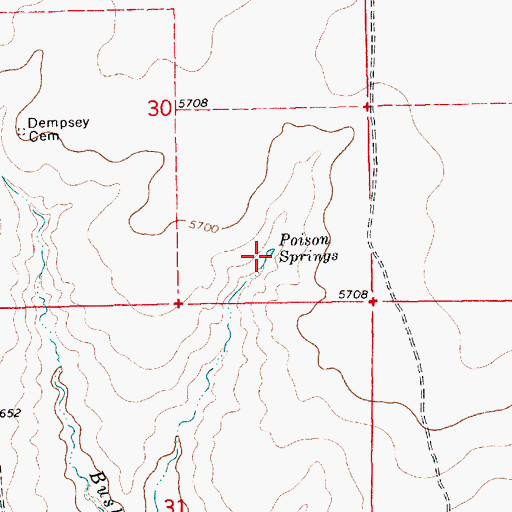 Topographic Map of Poison Springs, NM