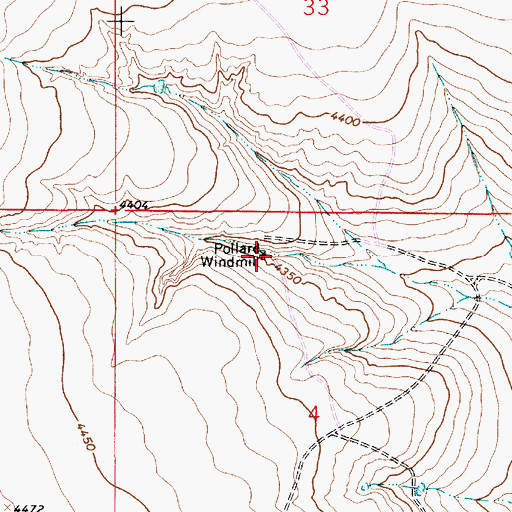 Topographic Map of Pollard Windmill, NM
