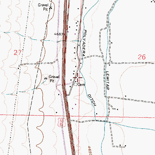 Topographic Map of Polvader Ditch, NM