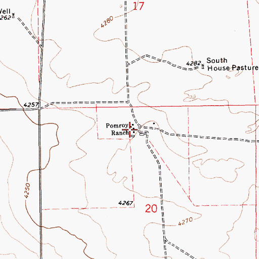 Topographic Map of Pomroy Ranch, NM