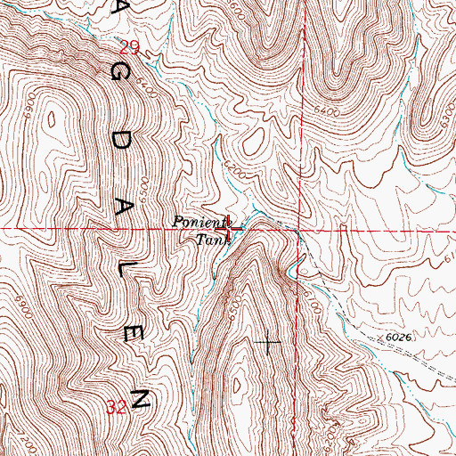 Topographic Map of Poniente Tank, NM