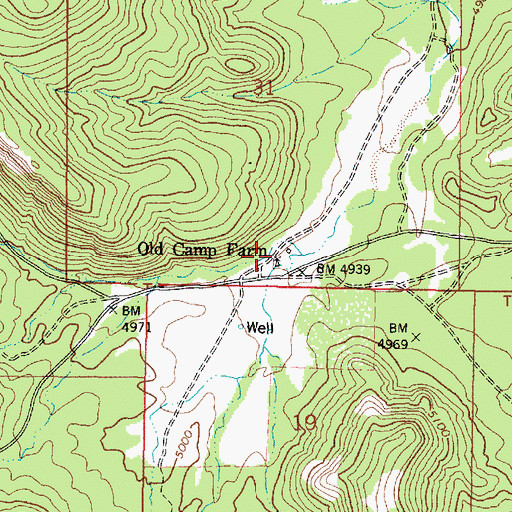 Topographic Map of Old Camp Farm, AZ