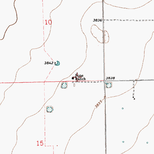 Topographic Map of Pope Ranch, NM