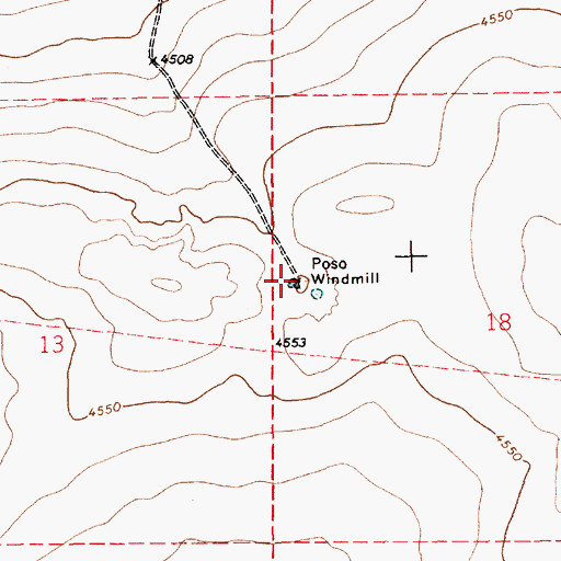 Topographic Map of Poso Windmill, NM