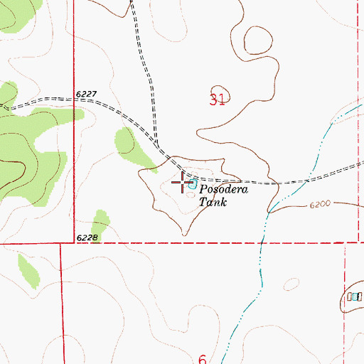 Topographic Map of Posodera Tank, NM
