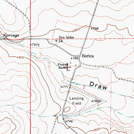 Topographic Map of Powell Ranch, NM