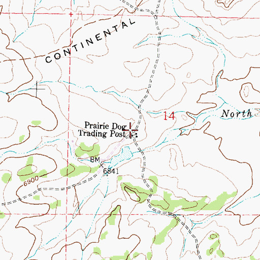 Topographic Map of Prairie Dog Trading Post, NM