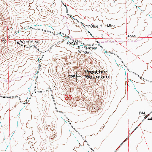 Topographic Map of Preacher Mountain, NM