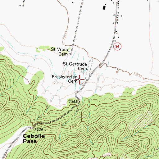 Topographic Map of Presbyterian Cemetery, NM