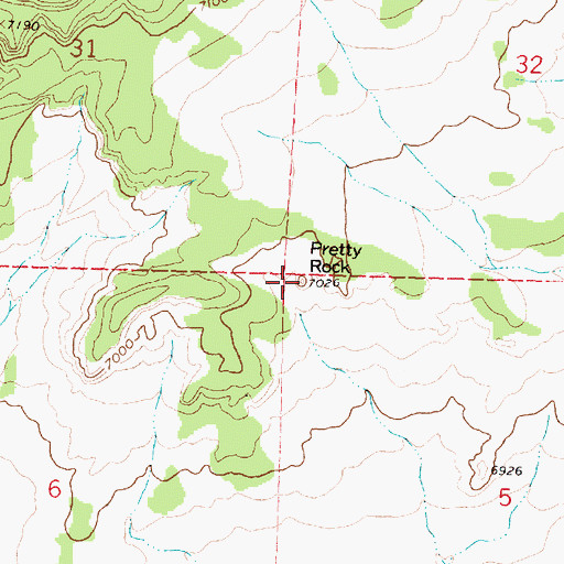 Topographic Map of Pretty Rock, NM