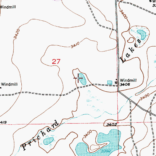 Topographic Map of Prichard Lakes, NM
