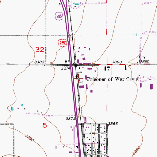 Topographic Map of Prisoner of War Camp, NM