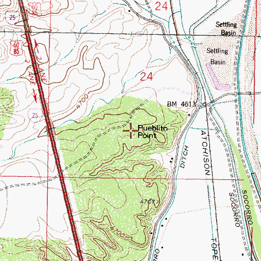 Topographic Map of Pueblito Point, NM