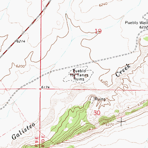Topographic Map of Pueblo los Tanos Ruins, NM