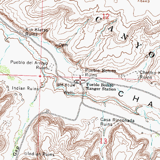 Topographic Map of Pueblo Bonito Ranger Station, NM