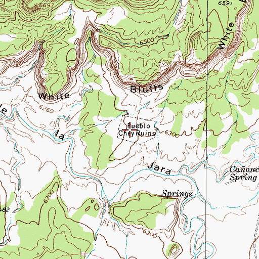 Topographic Map of Pueblo Chey Ruins, NM