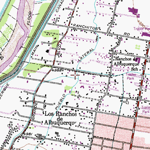 Topographic Map of Pueblo Lateral, NM