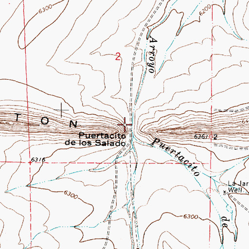 Topographic Map of Puertacito de los Salado, NM