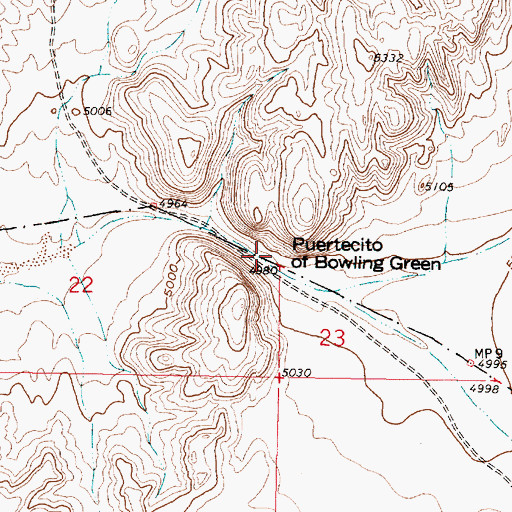 Topographic Map of Puertecito of Bowling Green, NM