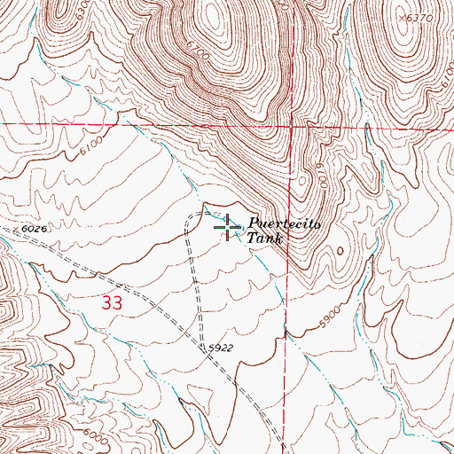 Topographic Map of Puertecito Tank, NM