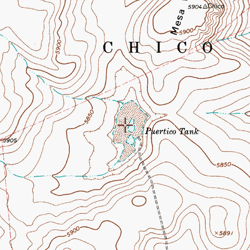 Topographic Map of Puertico Tank, NM