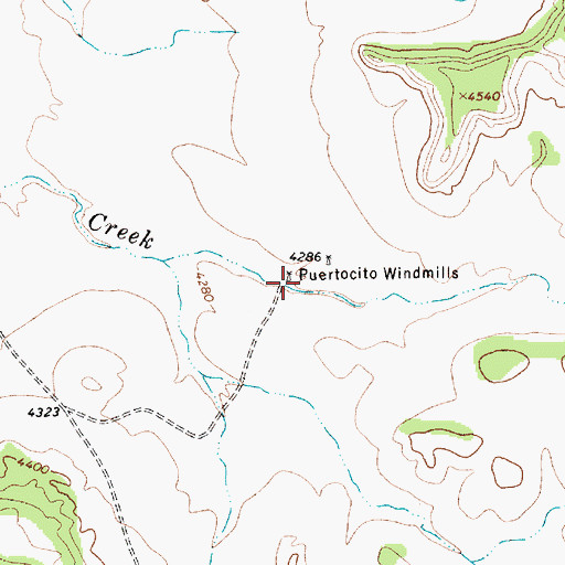 Topographic Map of Puertocito Windmills, NM