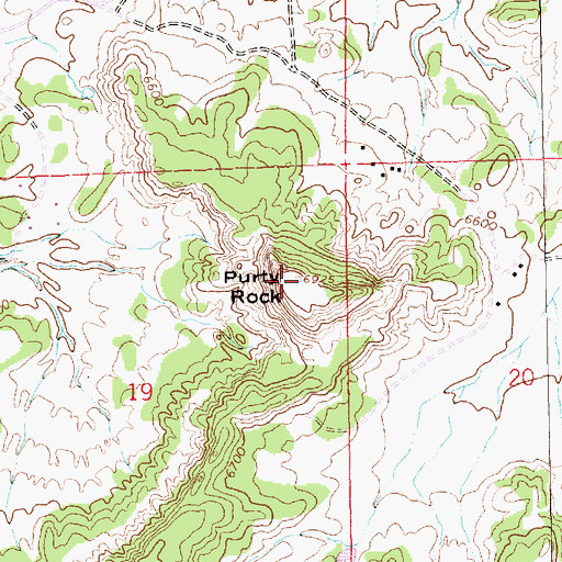 Topographic Map of Purty Rock, NM
