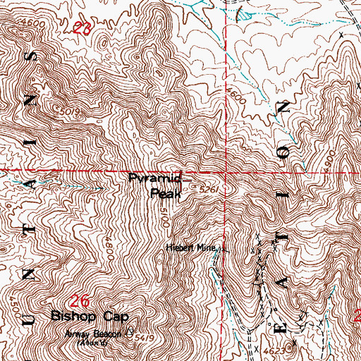 Topographic Map of Pyramid Peak, NM