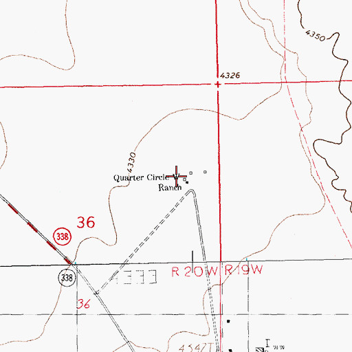 Topographic Map of Quarter Circle W Ranch, NM