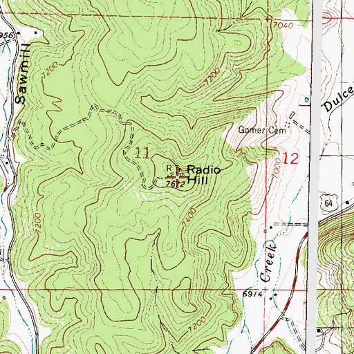 Topographic Map of Radio Hill, NM