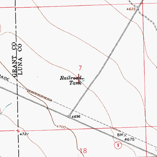 Topographic Map of Railroad Tank, NM