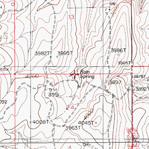 Topographic Map of Rain Spring Ranch, NM