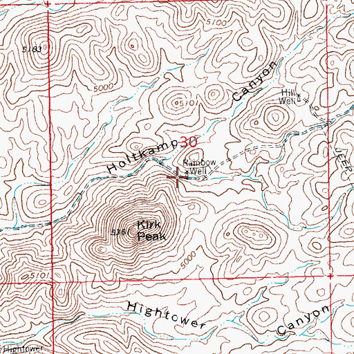 Topographic Map of Rainbow Well, NM