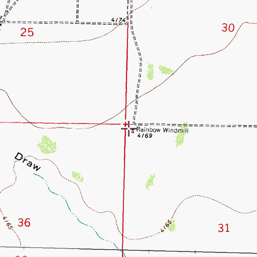 Topographic Map of Rainbow Windmill, NM