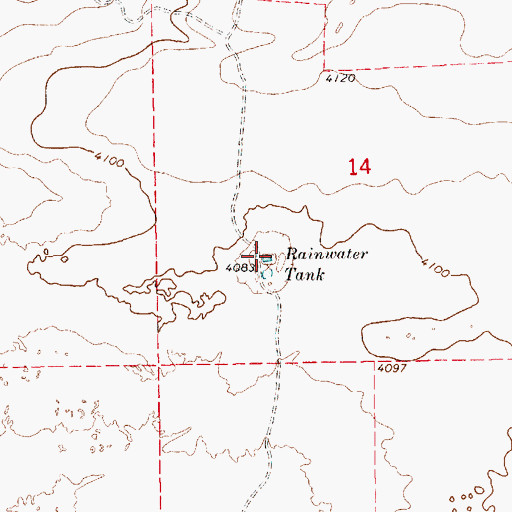 Topographic Map of Rainwater Tank, NM