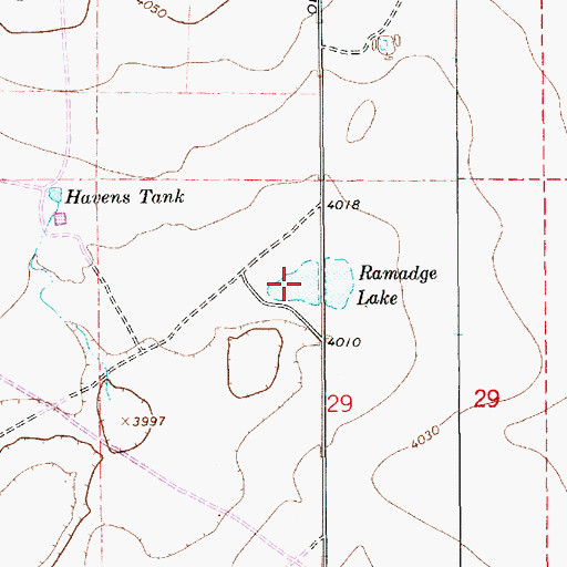 Topographic Map of Ramadge Lake, NM