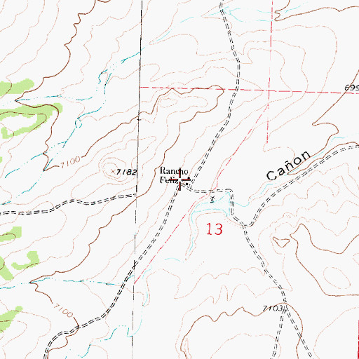 Topographic Map of Rancho Feliz, NM