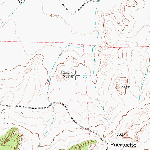 Topographic Map of Rancho Nuevo, NM