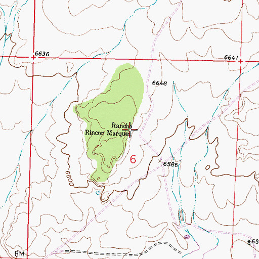 Topographic Map of Rancho Rincon Marquez, NM