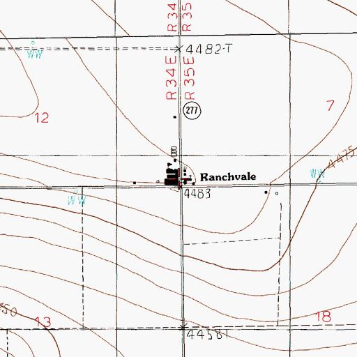 Topographic Map of Ranchvale, NM