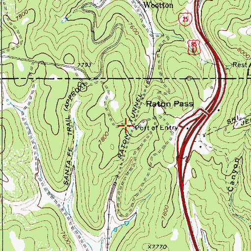 Topographic Map of Raton Tunnel, NM