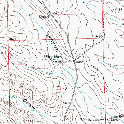 Topographic Map of Ray Gun Tank, NM