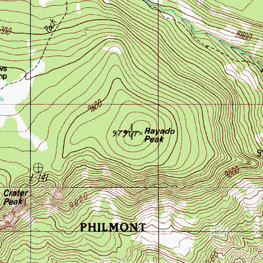 Topographic Map of Rayado Peak, NM